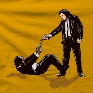 dessin t-shirt Pulp Fiction vs Reservoir Dogs geek original