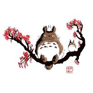 dessin t-shirt Totoro sur sa branche geek original