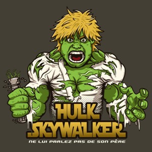 dessin t-shirt Hulk Skywalker pour un « Star wars Avengers » geek original