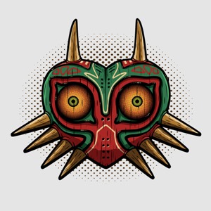 dessin t-shirt Majora’s Mask en bois geek original