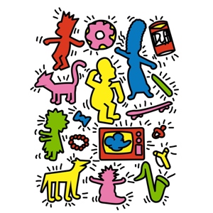 dessin t-shirt Keith Haring et les Simpsons geek original