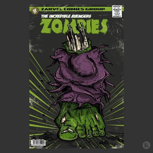 dessin t-shirt Hulk le zombie geek original