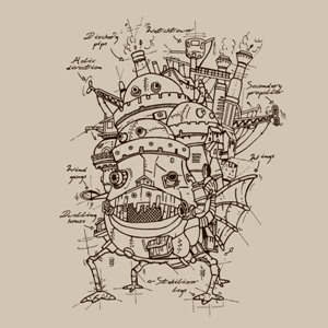 dessin t-shirt Les plans du Château de Miyazaki geek original