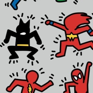 zoom t-shirt K. Haring et les Super Heros geek original